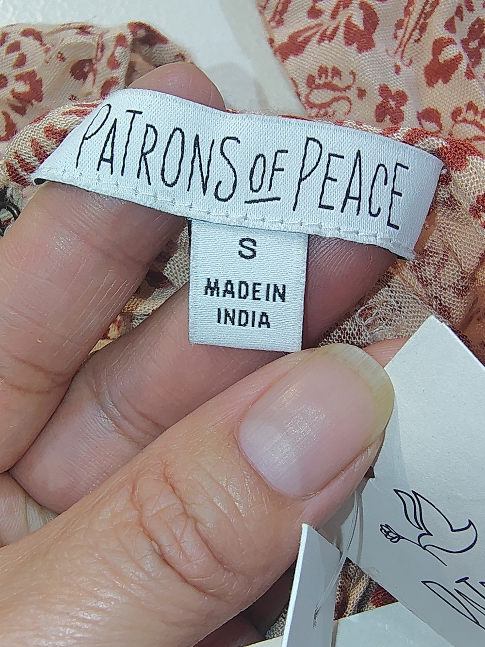 Patrons of Peace Blush Printed Boho Smocked Waist Blouse 100%rayon - Picture 12 of 12